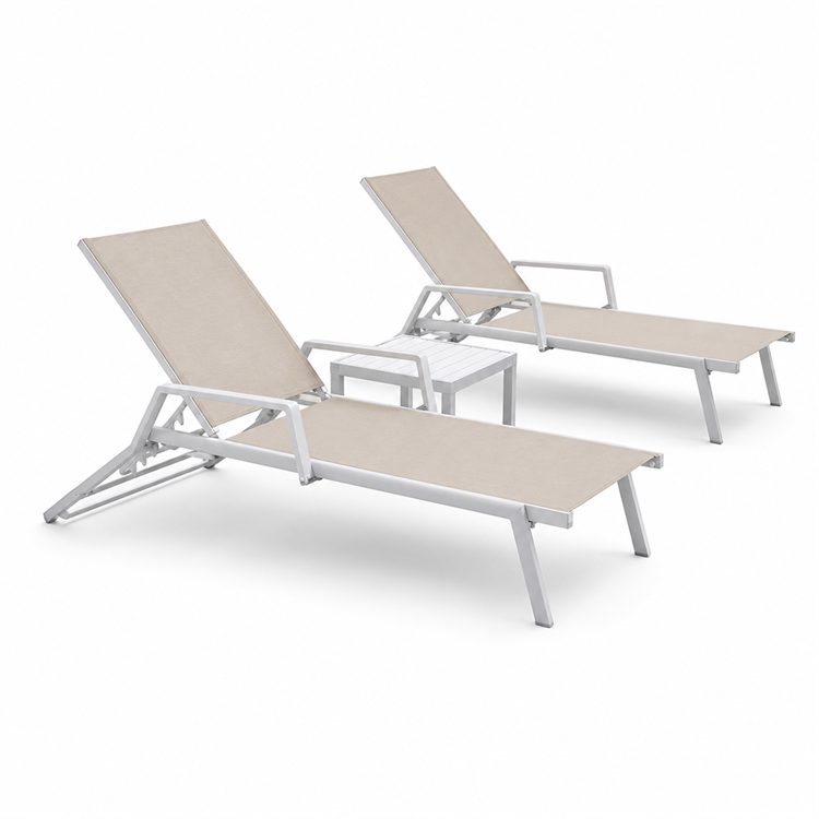 Modern Design Stackable Patio Lounger Chair Swimming Pool Furniture Aluminum Outdoor Chaise Sun Lounge detail 3