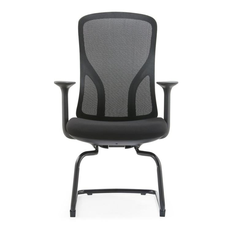 Modern and Comfortable Conference Room Visitor Chair With Fixed Armrest, Black Frame, Suitable for Reception and Meeting Use detail 2