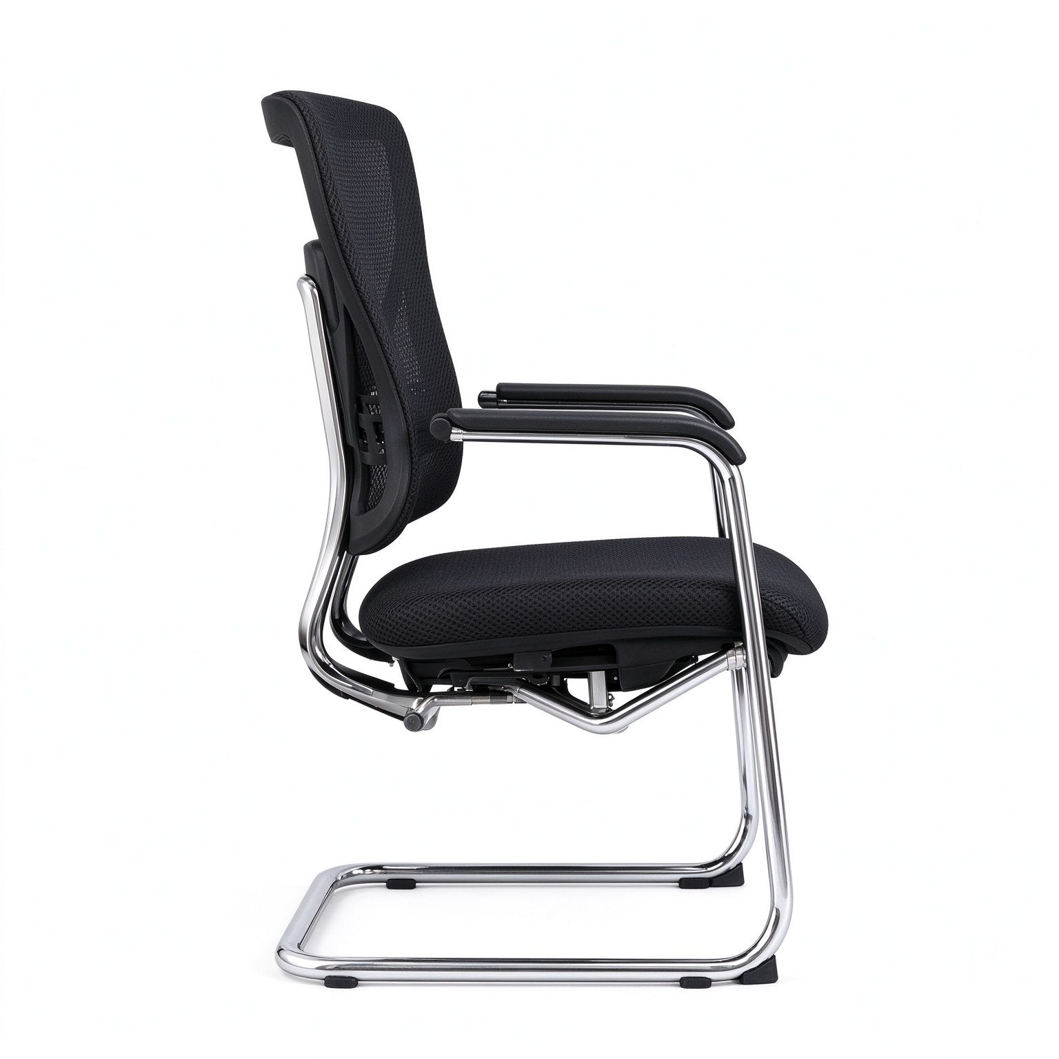 Ergonomic Mesh Visitor Chair with Lumbar Support Revolving Chrome Cantilever Frame and Sled Base for Office Meeting Room detail 2