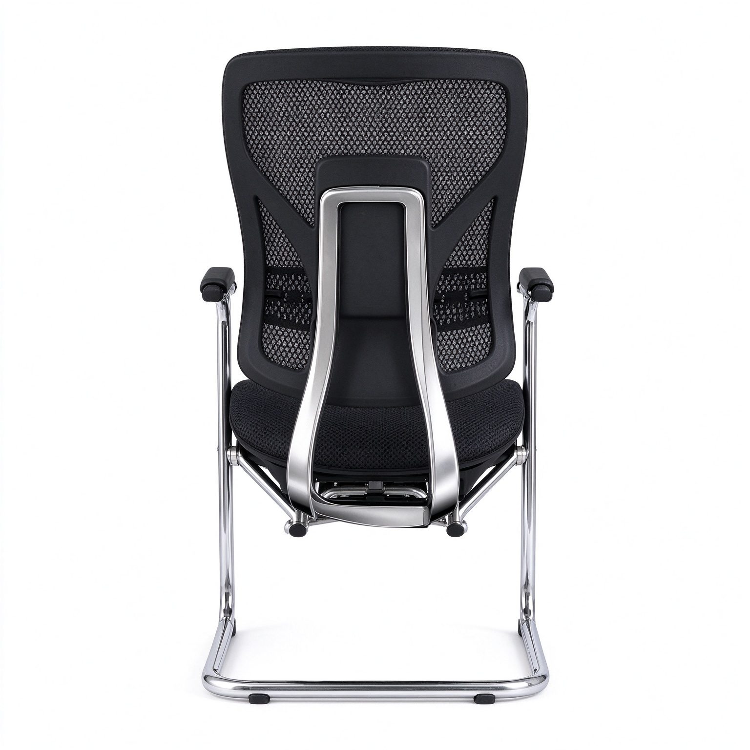 Ergonomic Mesh Visitor Chair with Lumbar Support Revolving Chrome Cantilever Frame and Sled Base for Office Meeting Room detail 4