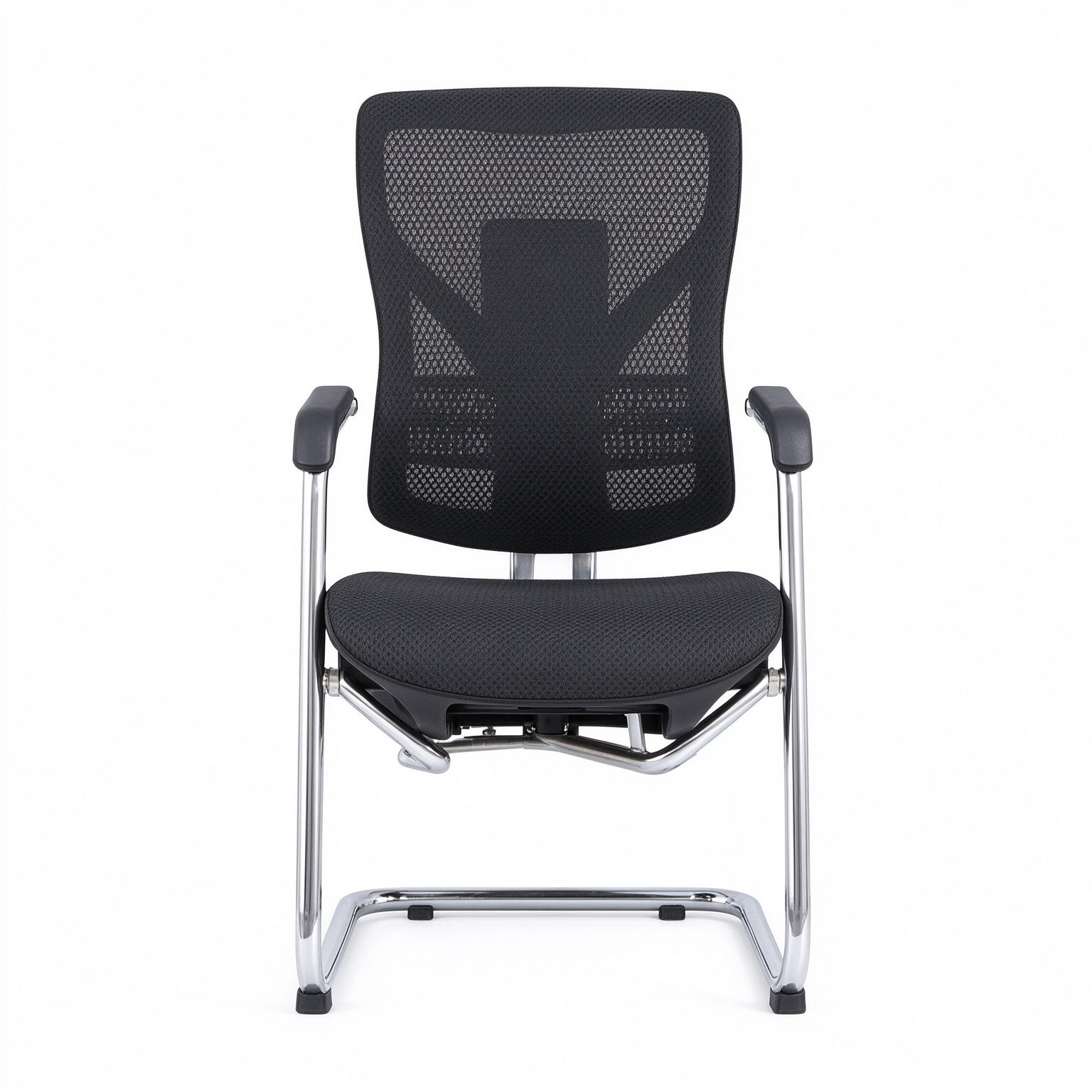 Ergonomic Mesh Visitor Chair with Lumbar Support Revolving Chrome Cantilever Frame and Sled Base for Office Meeting Room detail 5