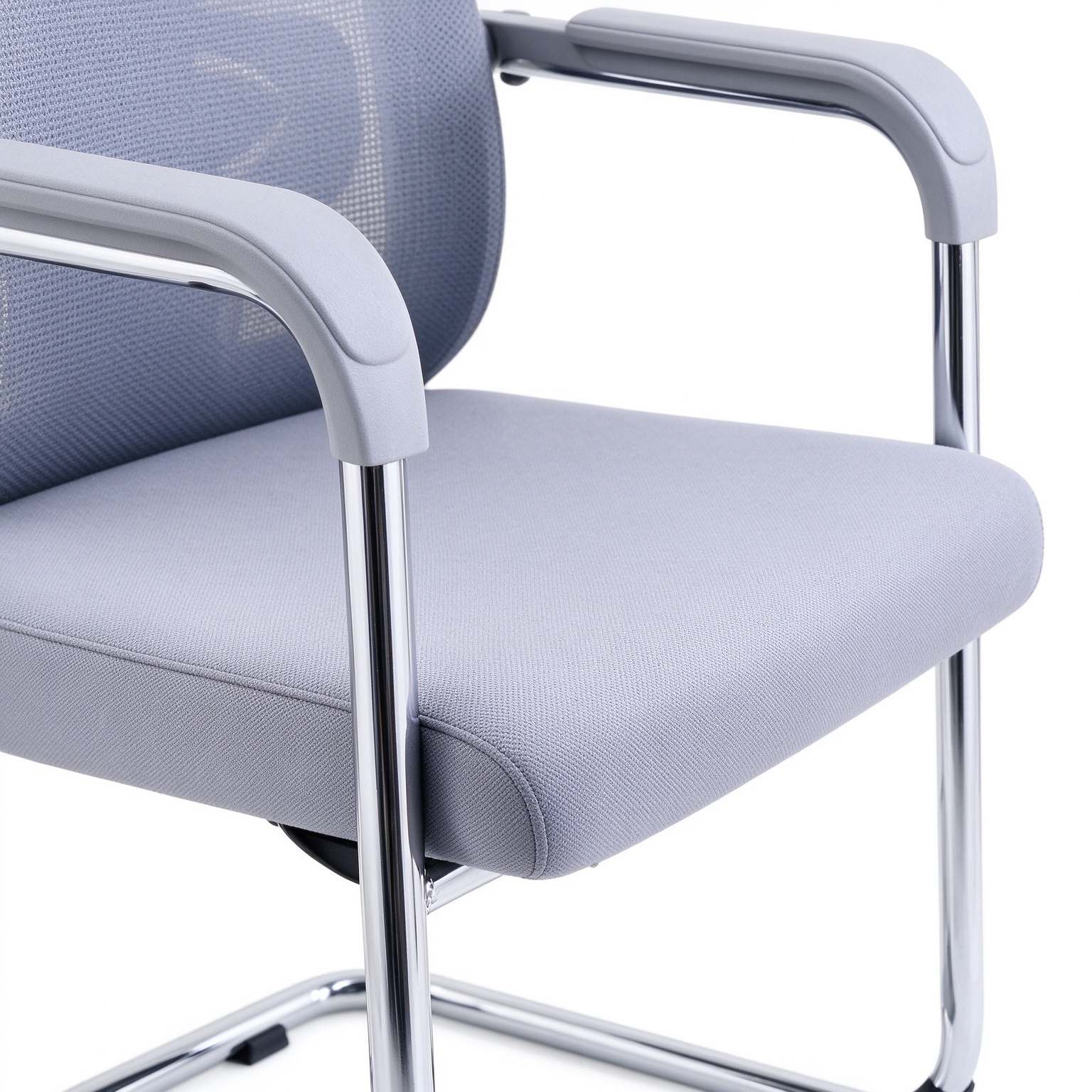 China Factory Sell Hot Low Price Office Meeting Chair with Fixed Armrest and U Shape Chrome Legs Mesh Ergonomic Chair detail 5