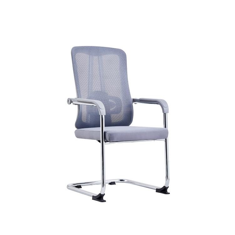 Modern Executive Office Chair with Wheels Chrome Base Aluminum Wheels Grey Curved Back Ergonomic Design detail 1