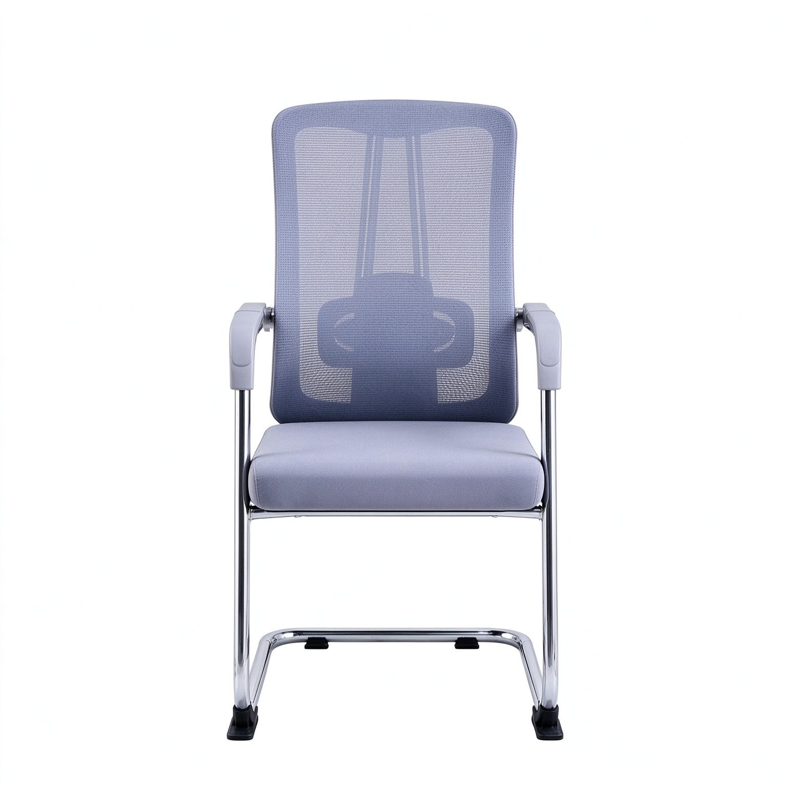 Modern Executive Office Chair with Wheels Chrome Base Aluminum Wheels Grey Curved Back Ergonomic Design detail 5