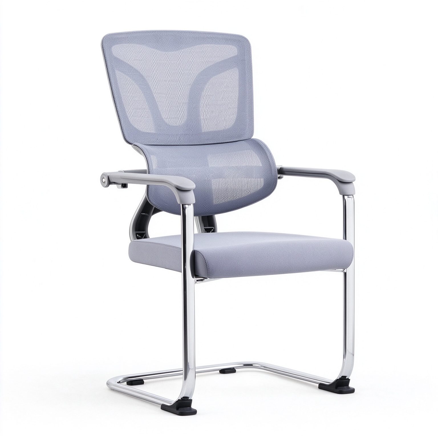 Ergonomic Modern Mesh Conference Chair Dual Lumbar Support 1.8mm Chrome Cantilever Frame Fixed Armrests Meeting Room detail 1