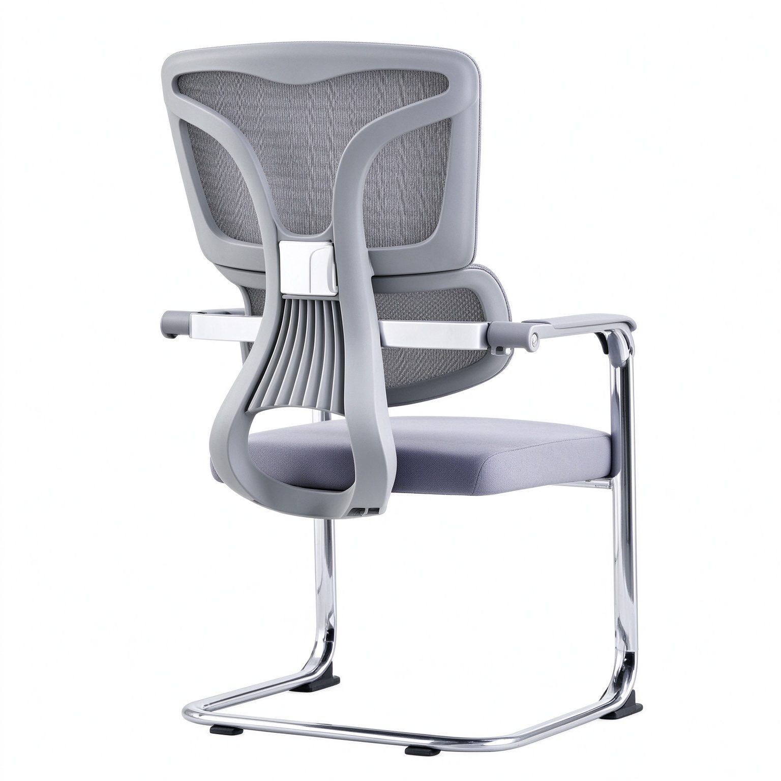 Ergonomic Modern Mesh Conference Chair Dual Lumbar Support 1.8mm Chrome Cantilever Frame Fixed Armrests Meeting Room detail 3
