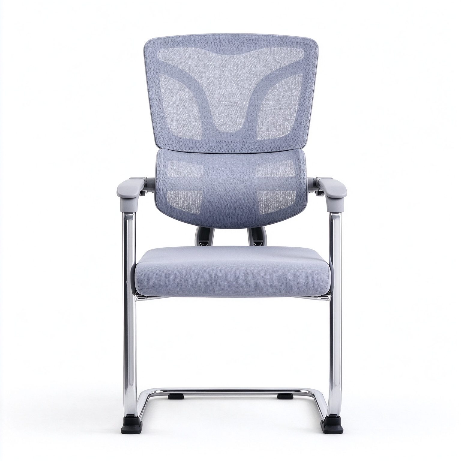 Ergonomic Modern Mesh Conference Chair Dual Lumbar Support 1.8mm Chrome Cantilever Frame Fixed Armrests Meeting Room detail 5