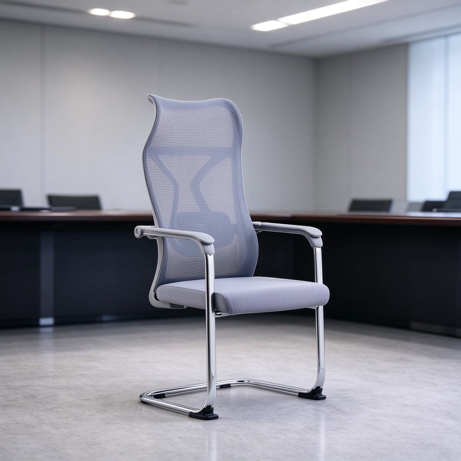 High Quality Business Visitors Ergonomic Mesh Back Office Meeting Room Chairs Conference Fixed Office Chairs detail 6