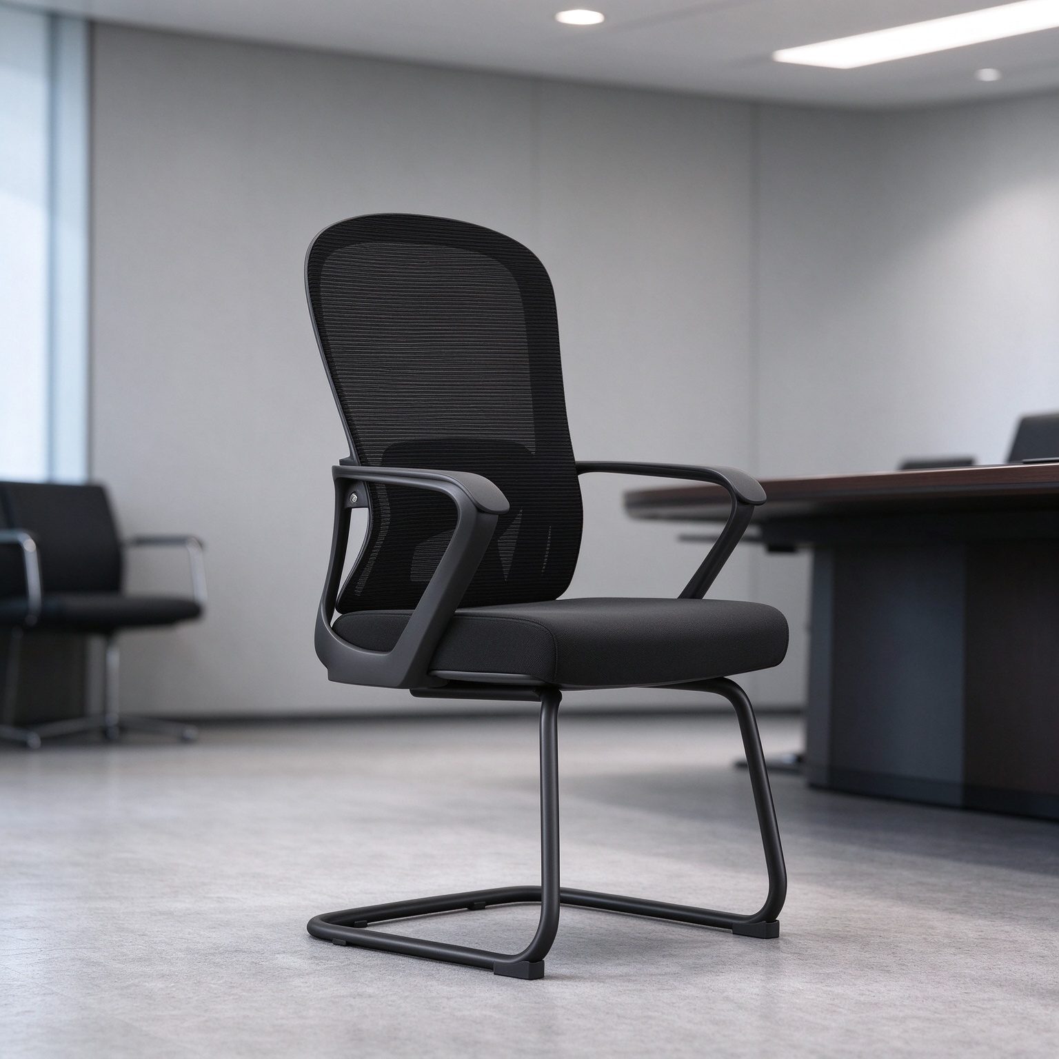 Modern Ergonomic Adjustable Height Fixed Armrest Mid Back Mesh Aluminum Frame Staff Task Chair for Home Office Use Visitors detail 6