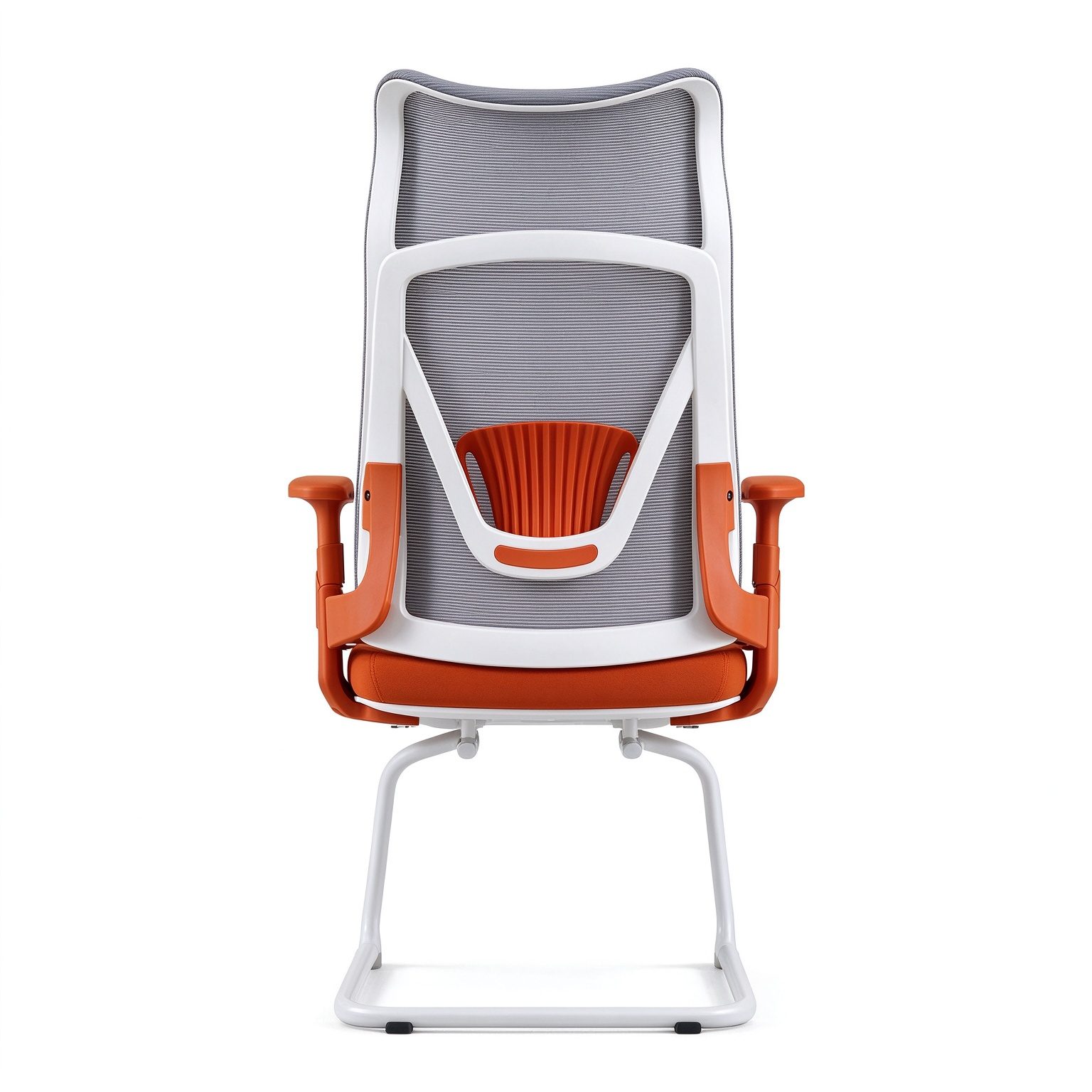 Modern Comfort Office Visitor Chair Chrome Sled Base Mesh Back Black Cushioned Seat Armrest Gliding detail 3