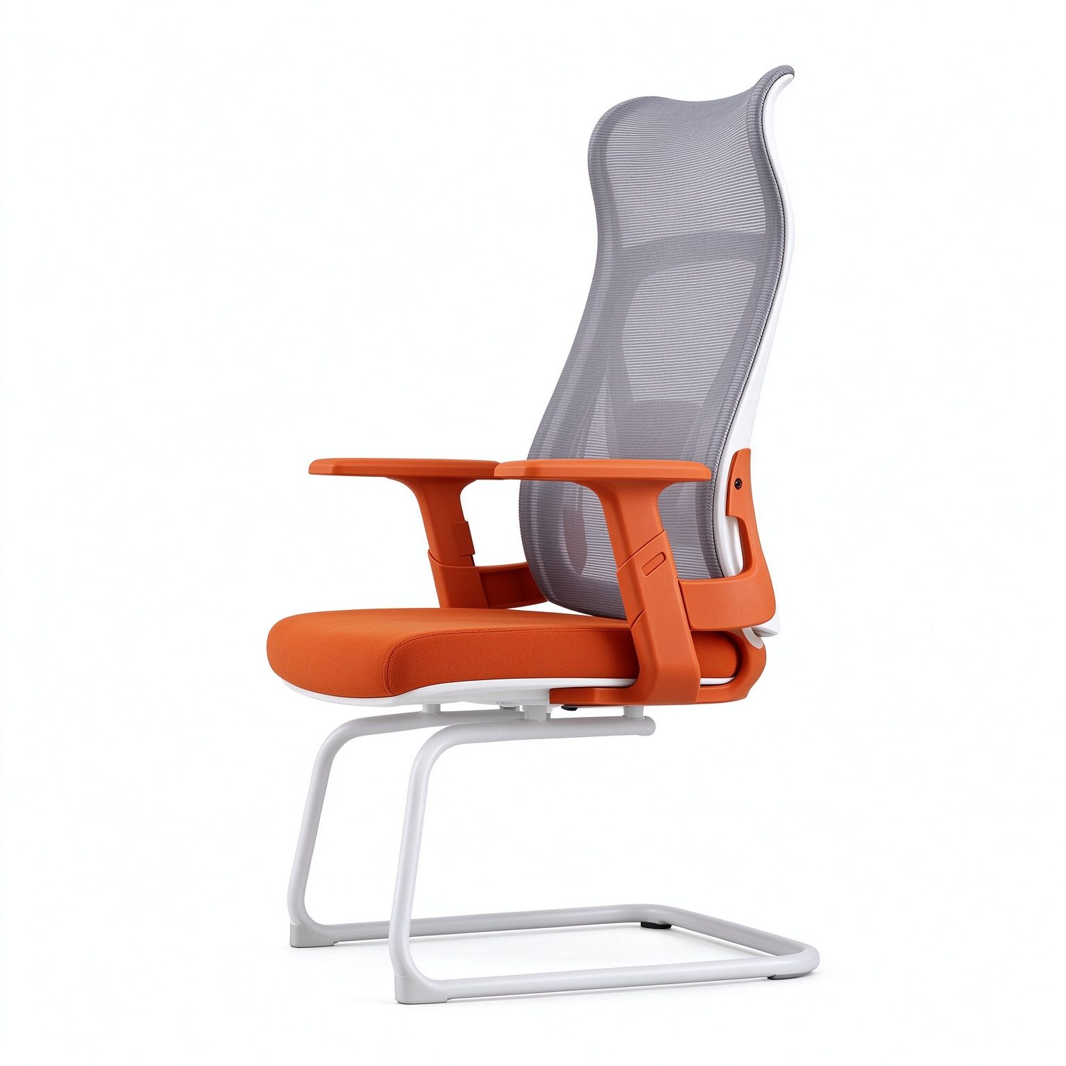 Modern Comfort Office Visitor Chair Chrome Sled Base Mesh Back Black Cushioned Seat Armrest Gliding detail 4