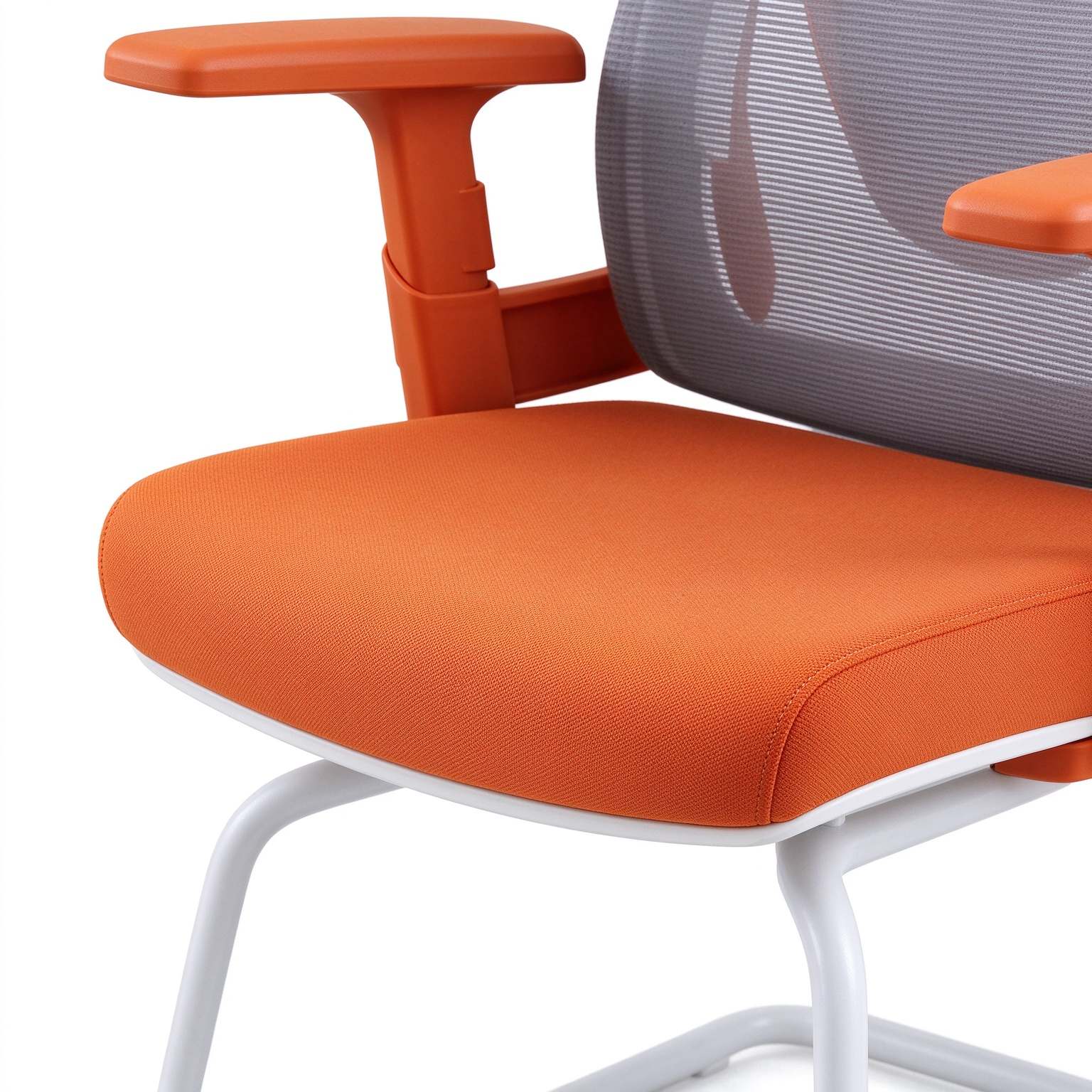 Modern Comfort Office Visitor Chair Chrome Sled Base Mesh Back Black Cushioned Seat Armrest Gliding detail 5