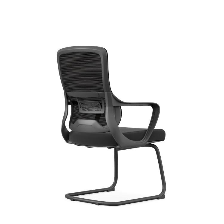 Contemporary Ergonomic Executive Office Chair with Grey Mesh Red Fixed Armrests detail 2