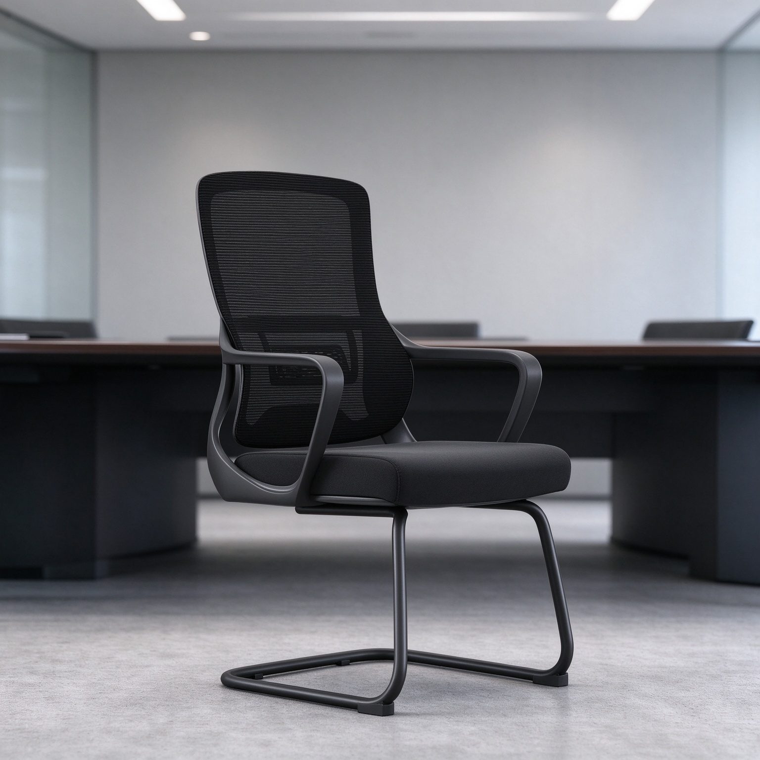 Contemporary Ergonomic Executive Office Chair with Grey Mesh Red Fixed Armrests detail 6