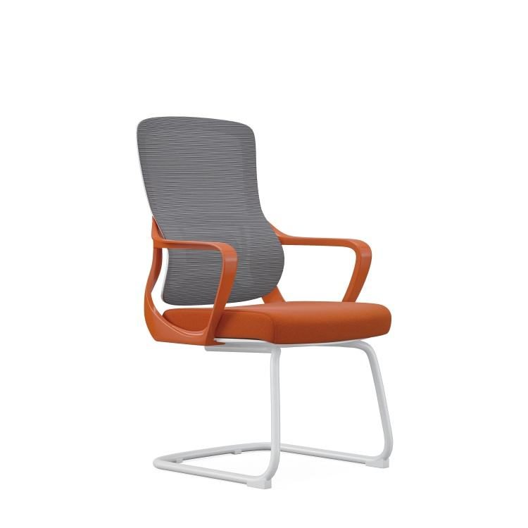 Reception Room Mesh Chair Conference Mid Back Metal Base Computer Chair Hall Visitor Office Chair Without Wheels detail 1