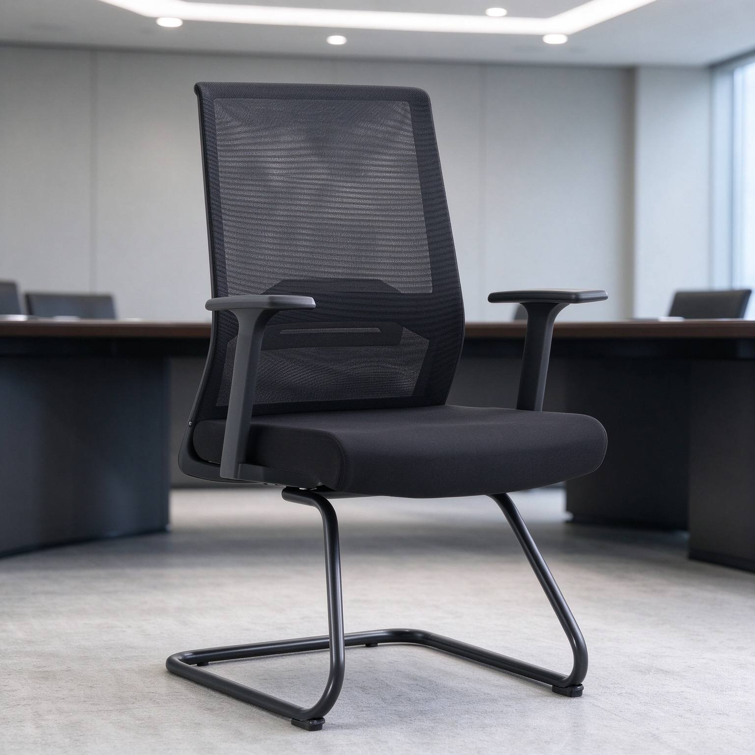 Lifting Waist Non Swivel Mesh Office Visitor Meeting Bow Chair With Fixed Arm Office Furniture Lab Work Station Computer Chair detail 6