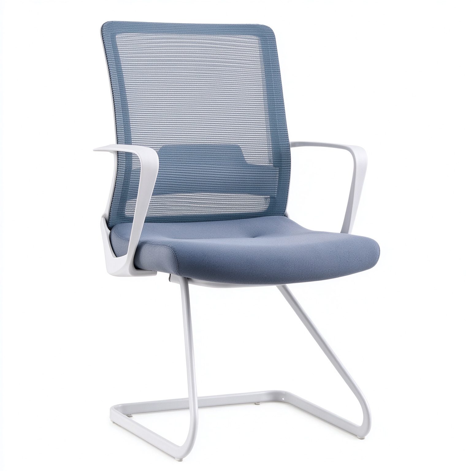 Commercial Fixed Arms Office Executive Chair With Chrome Base Mesh Lumbar Back Office Chair With Stretch Fabric Cushion detail 1