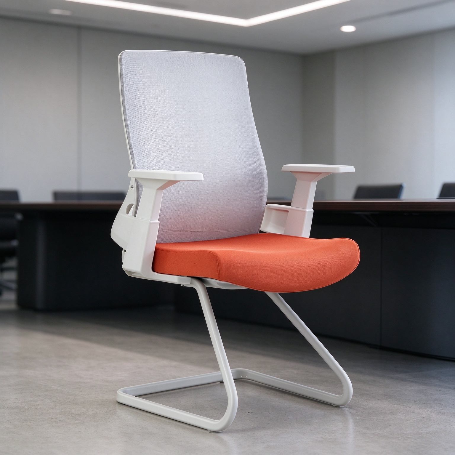 Mid Back Mesh Cozy Office Reception Guest Chair With T-Shaped PP Armrest Home Office Ergonomic Working Chair With Fixed Frame detail 6
