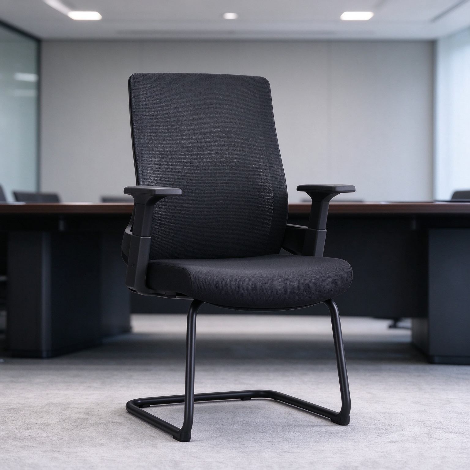 Hot Selling Office Furniture Bow Shape Mid Back Premium Black Ergonomic Mesh Executive Office for Office Building detail 6