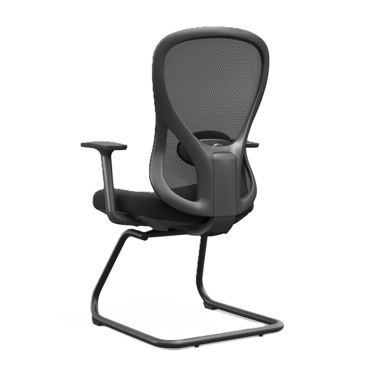 Modern Visitor Meeting Room Office Training Chair Without Wheels Guest Reception Conference Chair Lumbar Mesh detail 3