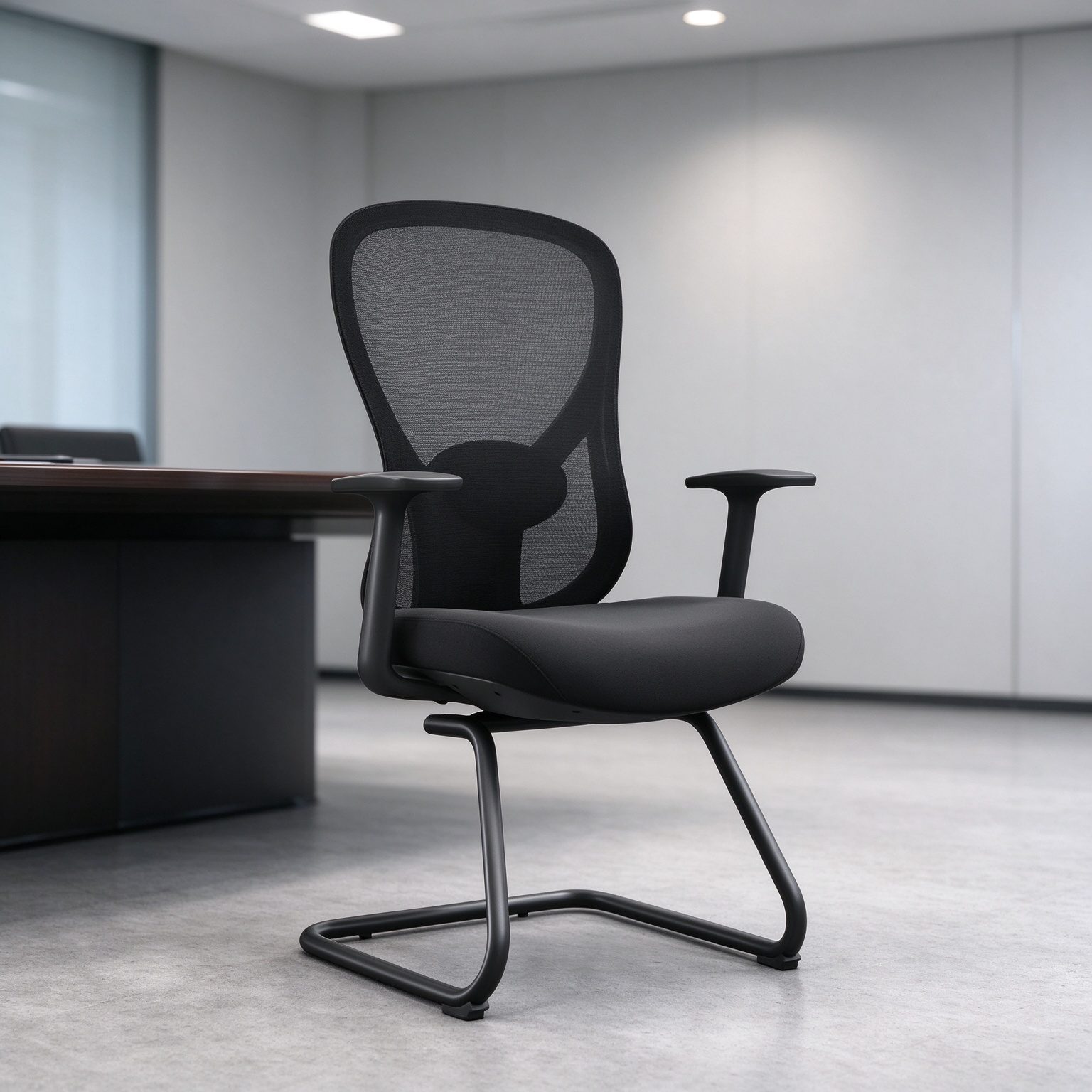 Modern Visitor Meeting Room Office Training Chair Without Wheels Guest Reception Conference Chair Lumbar Mesh detail 6
