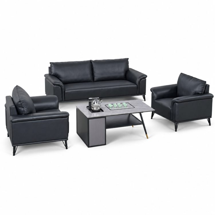 Modern Luxury Leather Office Sofa Set for Commercial Use detail 1