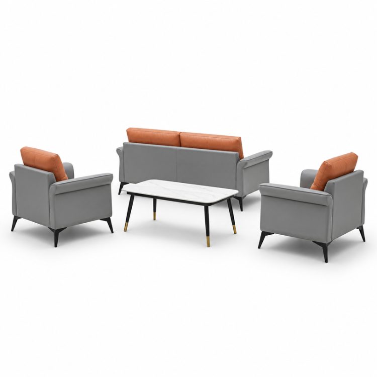 Modern Modular Reception Sofa Set Grey Leather Office Lounge Seating Business Lobby Couch detail 1