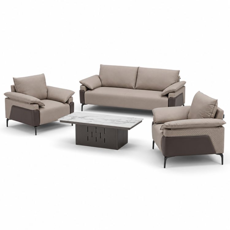 Modern Luxury Customized Color PU Leather Sponge Sectional Sofa Three Seater Comfortable for Living Room Hotel Furniture detail 1