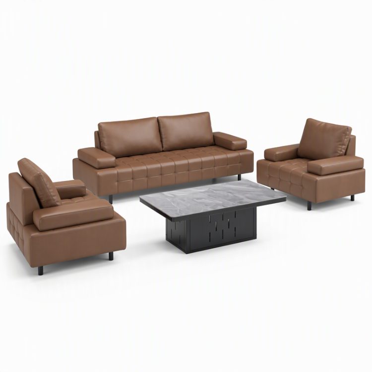 Modern Design High End Office Furniture Sofa Set 1+1+3 Living Room Leather Office Sofa detail 1