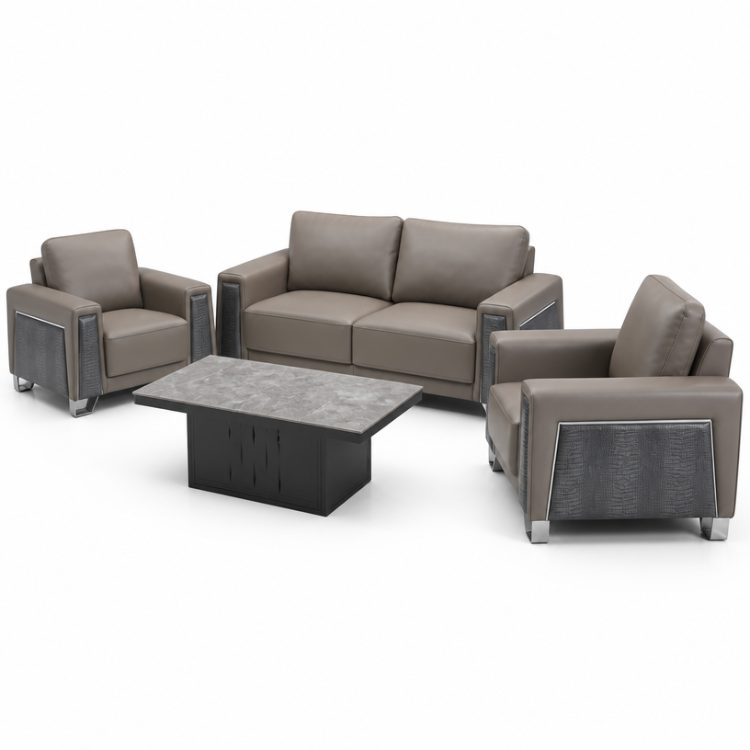 Nordic Modern Leather Sectional Sofa Set for Office & Hotel Stylish Furniture for Living Room & Apartment for School Use detail 1