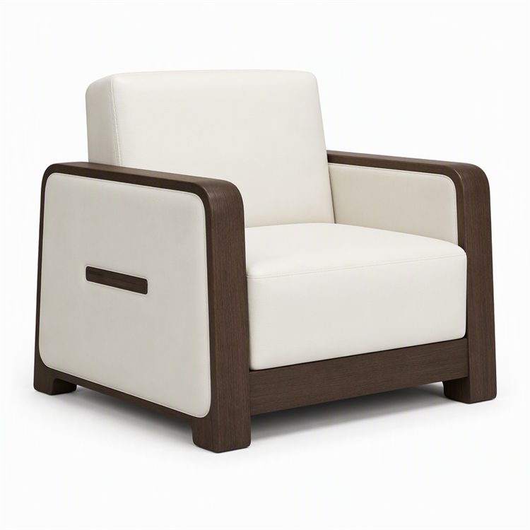High-end French Design Solid Wood Office Reception Sofa with Leather Upholstery and Metal Frame for Hotel Use detail 1
