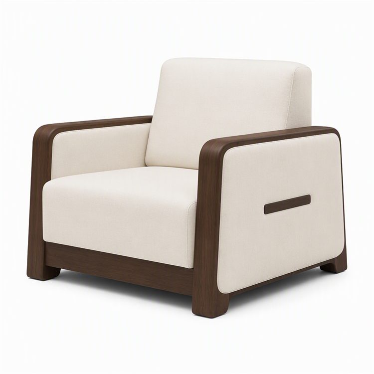 High-end French Design Solid Wood Office Reception Sofa with Leather Upholstery and Metal Frame for Hotel Use detail 2