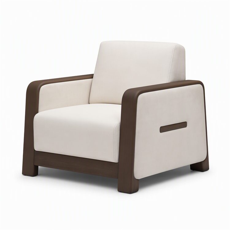 High-end French Design Solid Wood Office Reception Sofa with Leather Upholstery and Metal Frame for Hotel Use detail 3