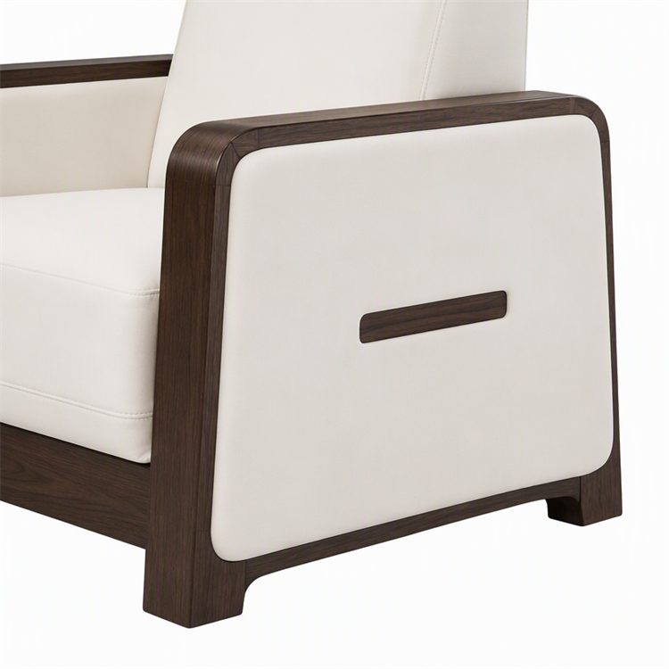 High-end French Design Solid Wood Office Reception Sofa with Leather Upholstery and Metal Frame for Hotel Use detail 5