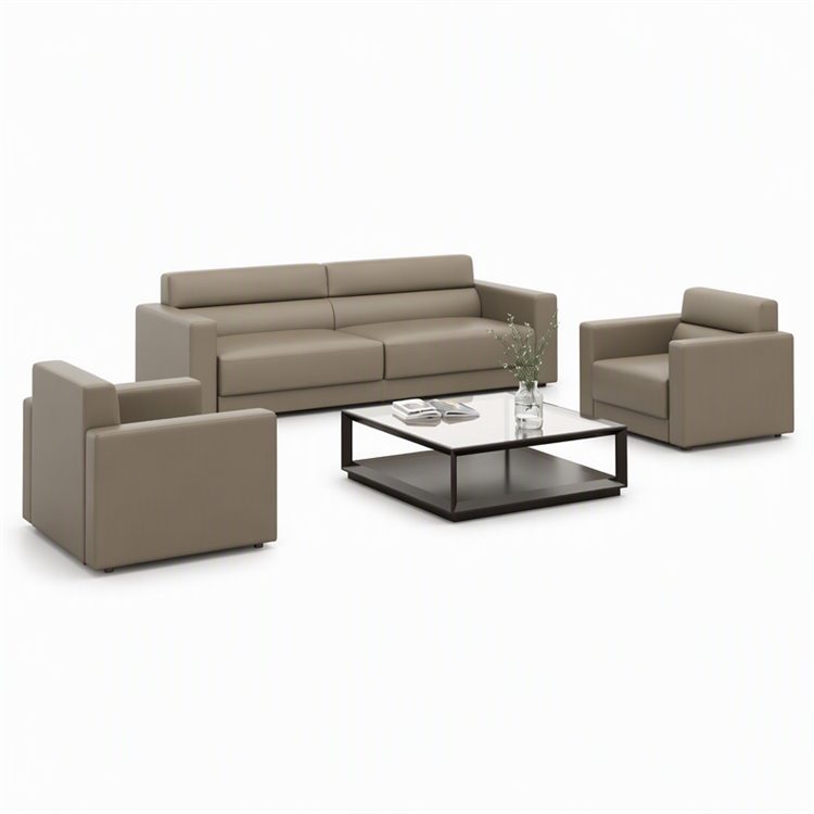 Modern PU Leather Sectional Sofa Set Durable Eco-Friendly Luxury Office High-Density Sponge Commercial Home Use Wood Metal detail 1