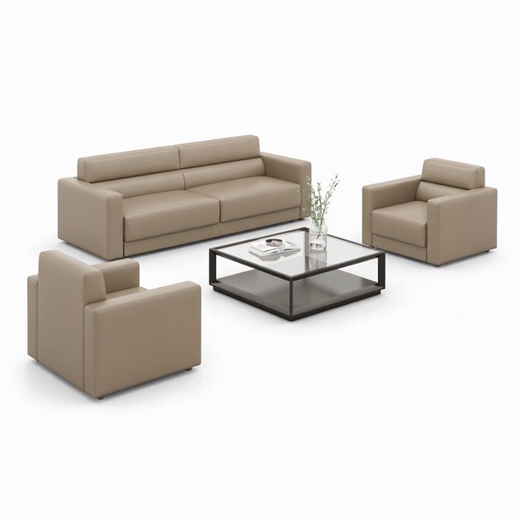 Modern PU Leather Sectional Sofa Set Durable Eco-Friendly Luxury Office High-Density Sponge Commercial Home Use Wood Metal detail 3