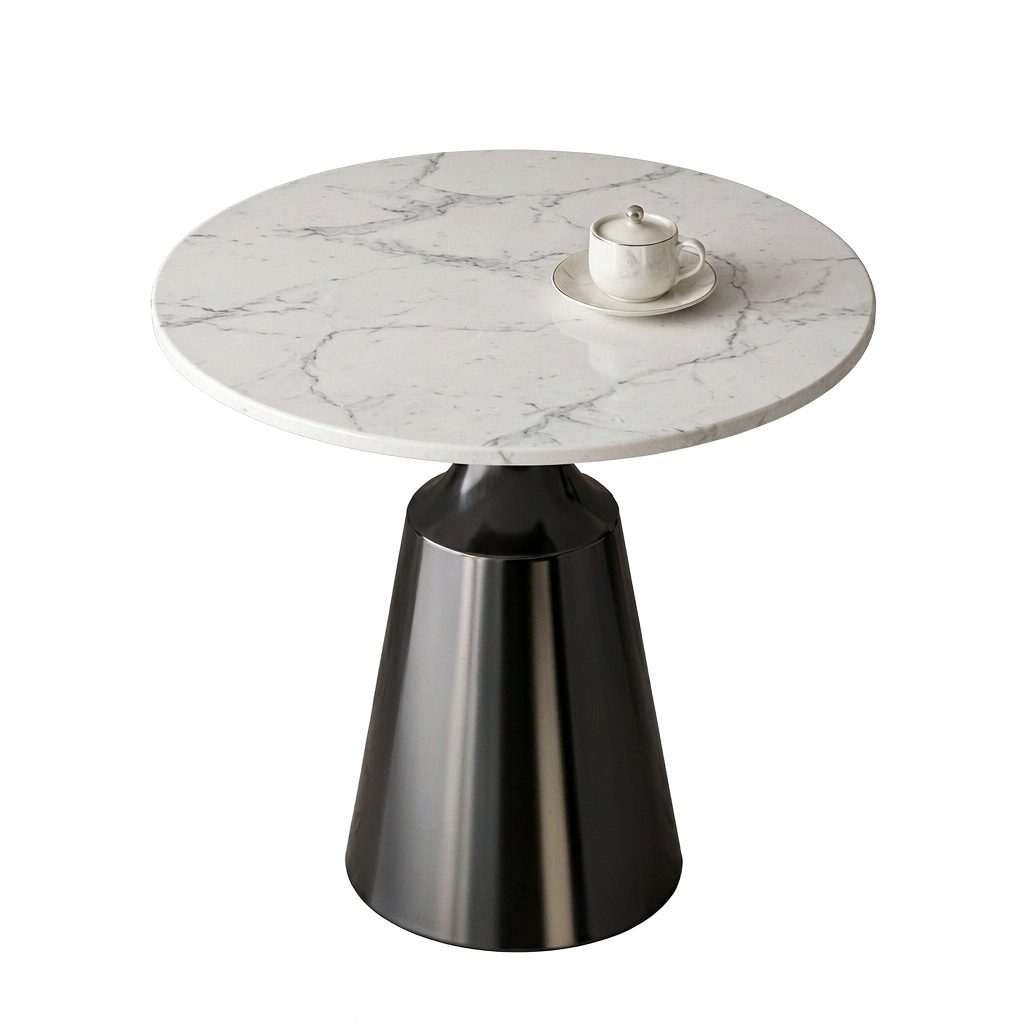 Modern Luxurious Durable Easy to Clean Coffee Table Round Rock Plate Steel Top Living Room Home Furniture detail 4