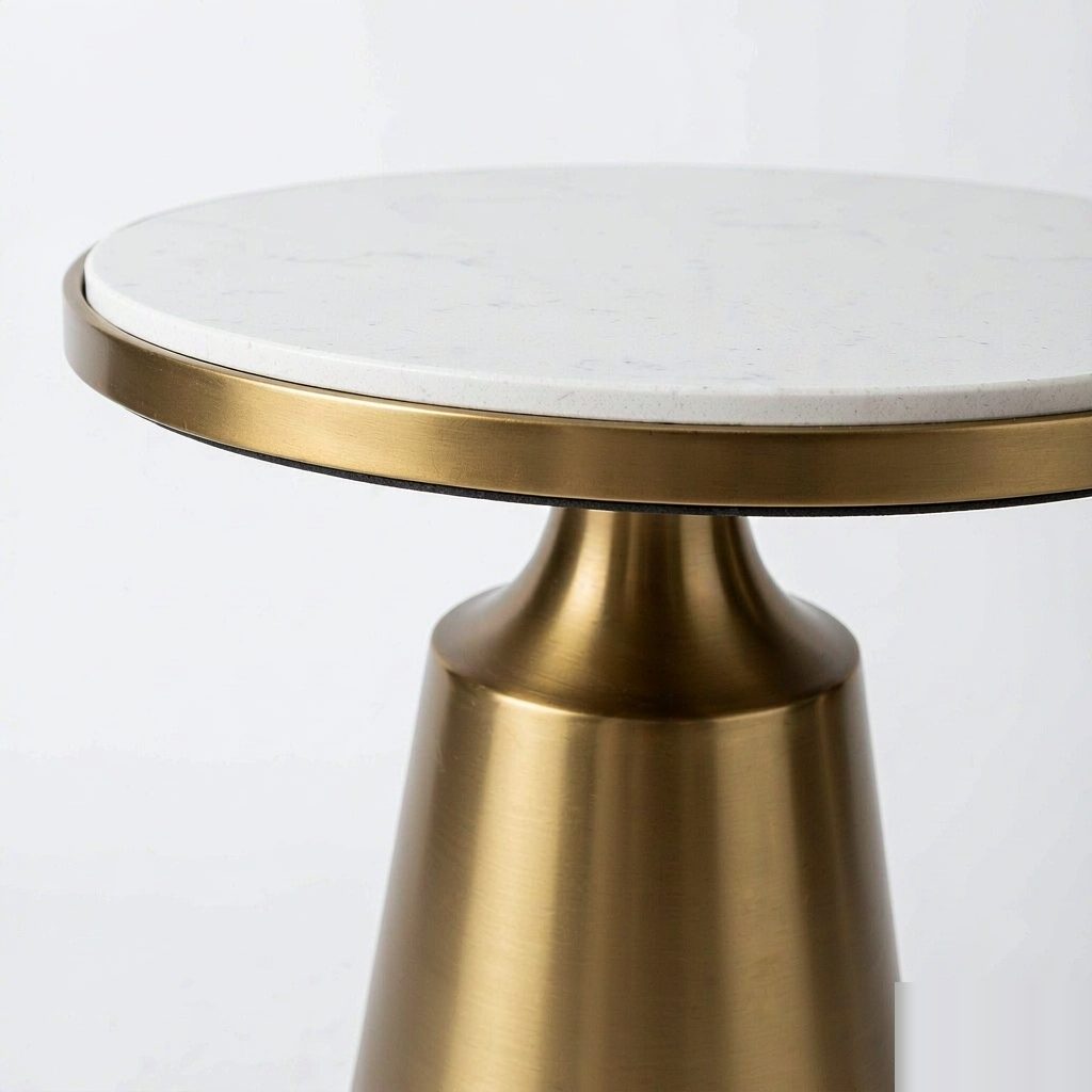 Modern Luxurious Durable Easy to Clean Coffee Table Round Rock Plate Steel Top Living Room Home Furniture detail 5
