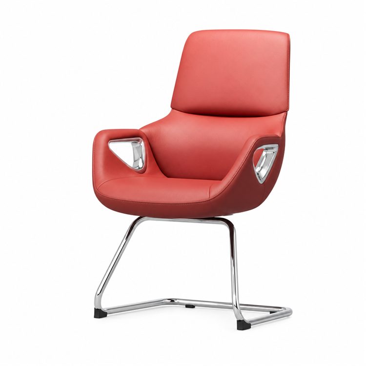 Modern PU Leather Executive Visitor Chair with Metal Sled Base Upholstered Meeting Room Guest Seating detail 1