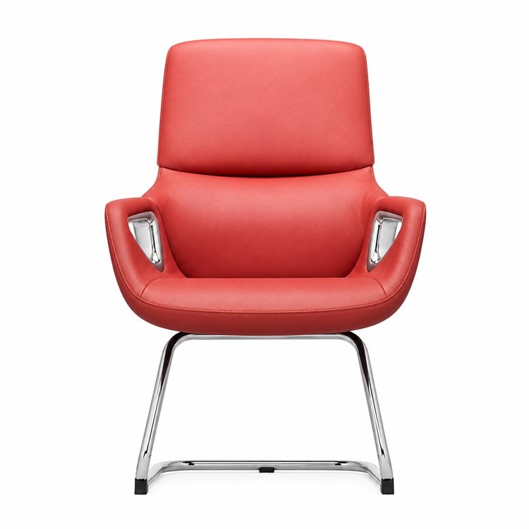Modern PU Leather Executive Visitor Chair with Metal Sled Base Upholstered Meeting Room Guest Seating detail 2