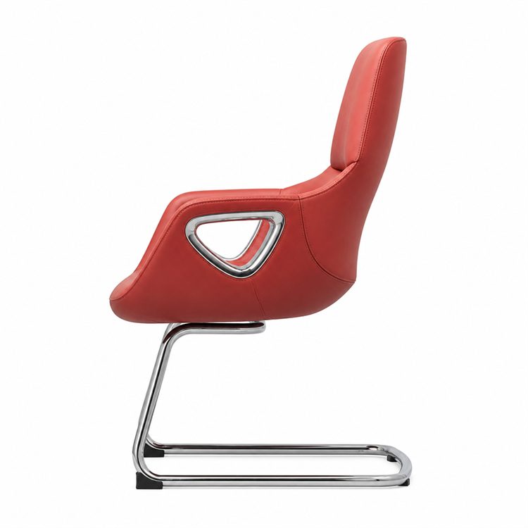 Modern PU Leather Executive Visitor Chair with Metal Sled Base Upholstered Meeting Room Guest Seating detail 3