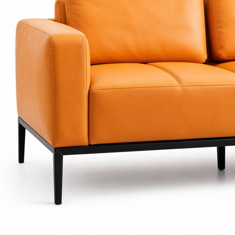 High End Modern PU Leather Office Reception Sofa High Density Foam Stainless Steel Legs for Business Offices Hotels Apartments detail 5