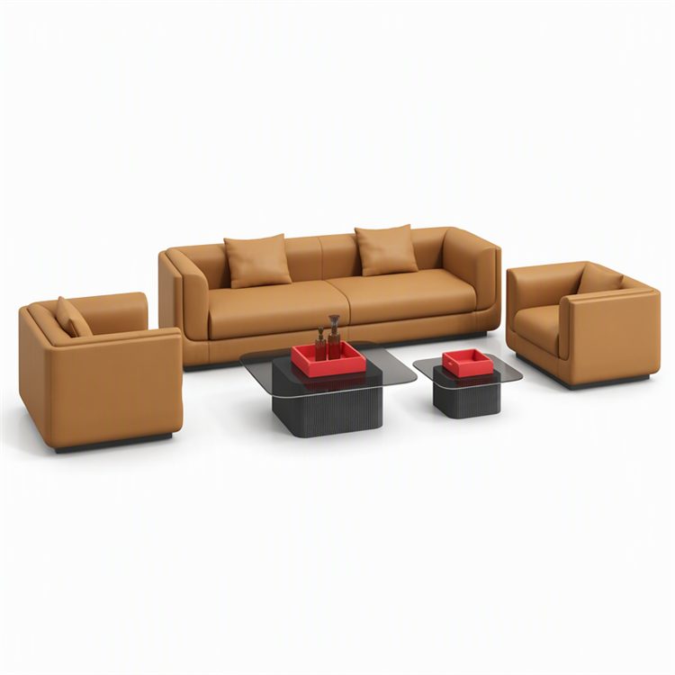 Office Furniture Office Waiting Business Negotiations Boss Reception Work High-standard PU Leather Sofa Set detail 1