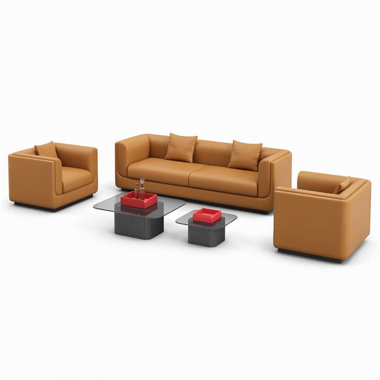 Office Furniture Office Waiting Business Negotiations Boss Reception Work High-standard PU Leather Sofa Set detail 2