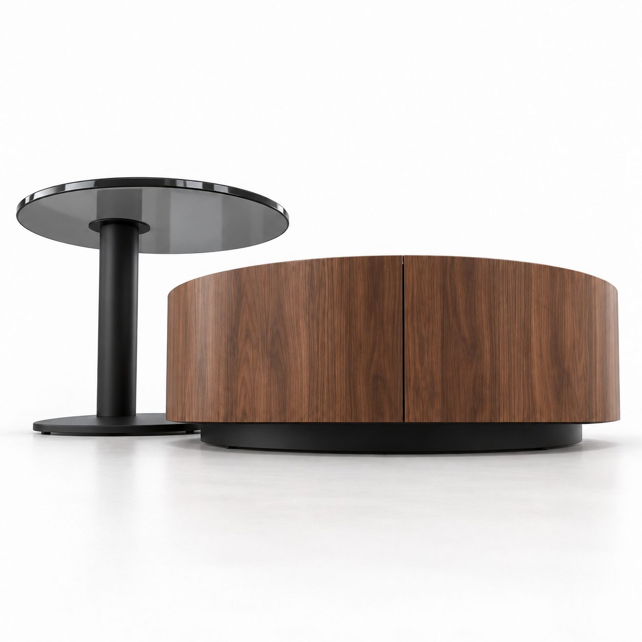 Medieval Modern Style Walnut Wood Bark Frame Round Coffee Table Modern Minimalist Living Room Storage Coffee Table detail 2