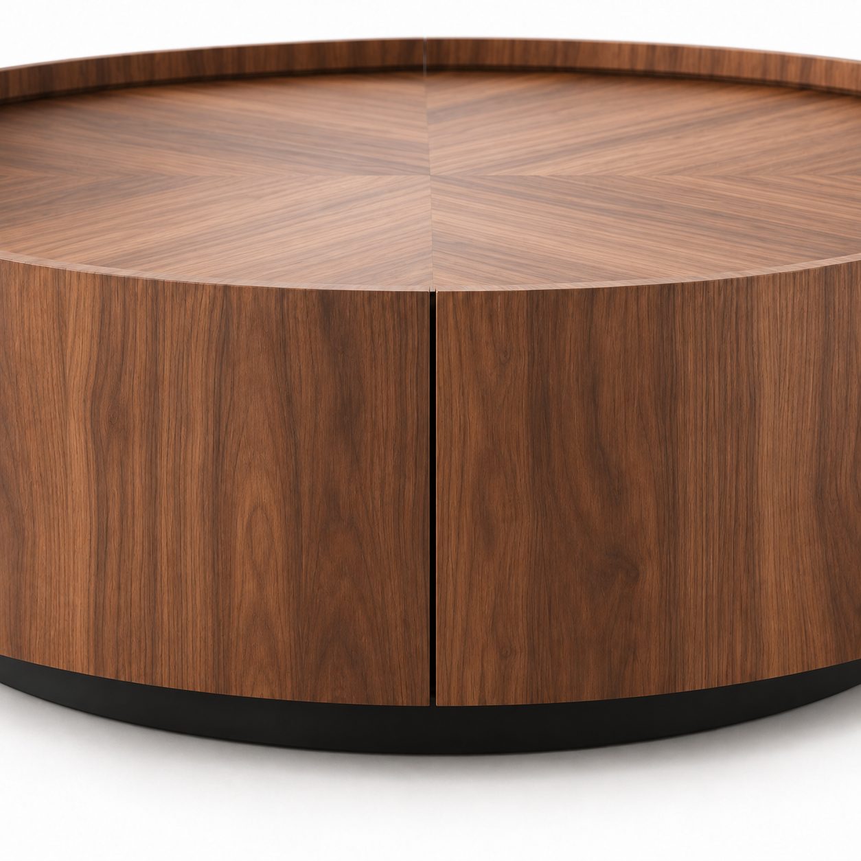Medieval Modern Style Walnut Wood Bark Frame Round Coffee Table Modern Minimalist Living Room Storage Coffee Table detail 4