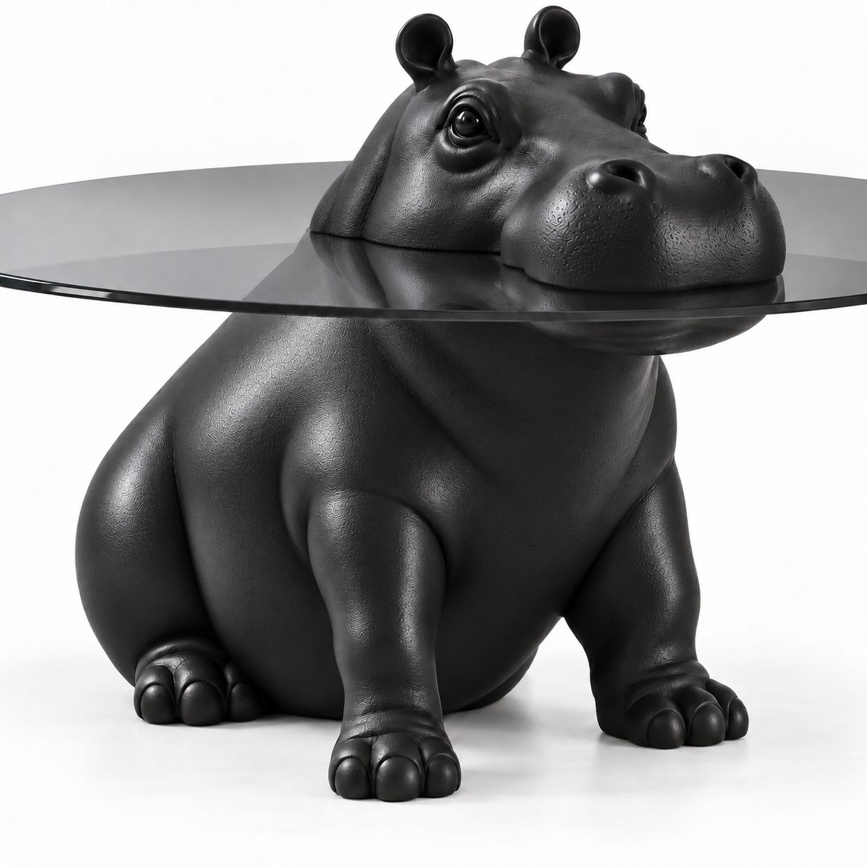 Creative Internet-Famous Hippo Coffee Table Italian Minimalist Style Tempered Glass Movable Stainless Steel Frame Small End detail 1