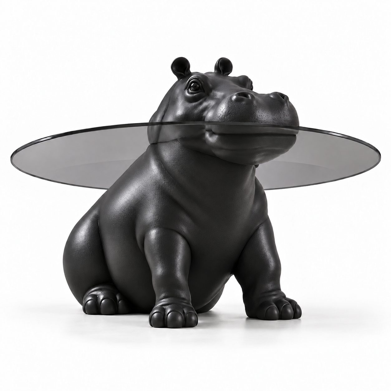Creative Internet-Famous Hippo Coffee Table Italian Minimalist Style Tempered Glass Movable Stainless Steel Frame Small End detail 2