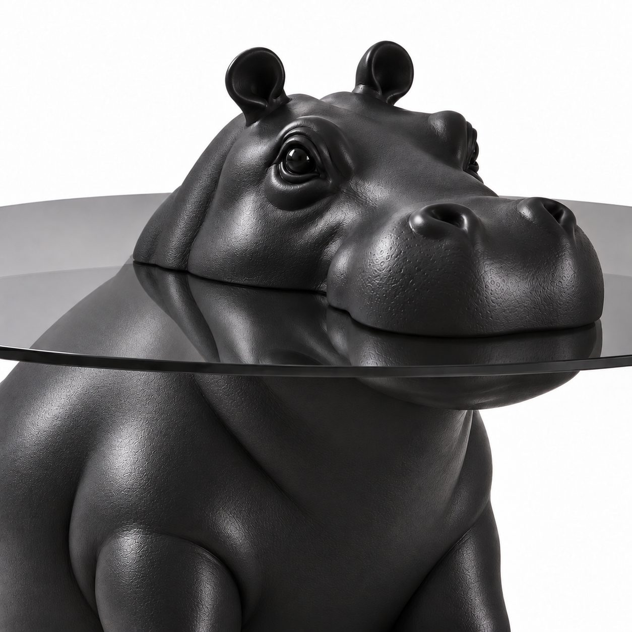 Creative Internet-Famous Hippo Coffee Table Italian Minimalist Style Tempered Glass Movable Stainless Steel Frame Small End detail 4