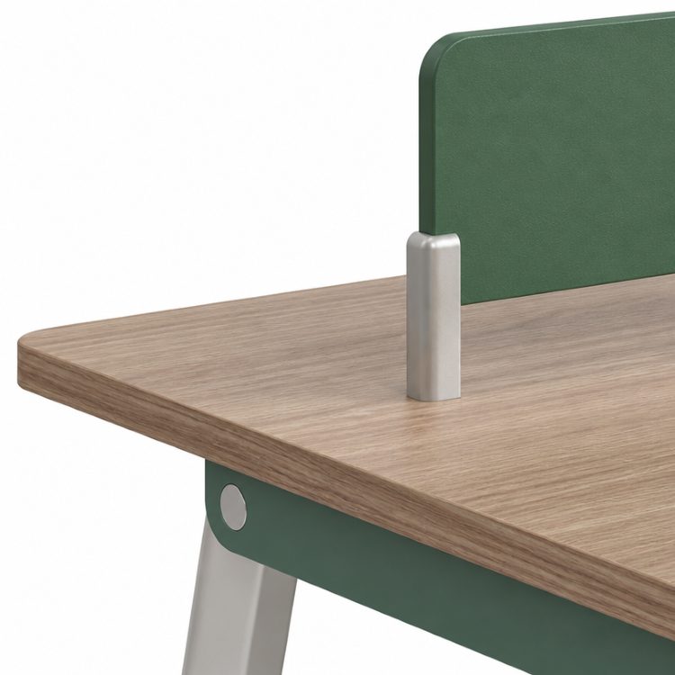 Modern Open Plan Workstation A-Frame Leg Back to Back Bench Desk Oak Melamine Top Fabric Screen OEM detail 4